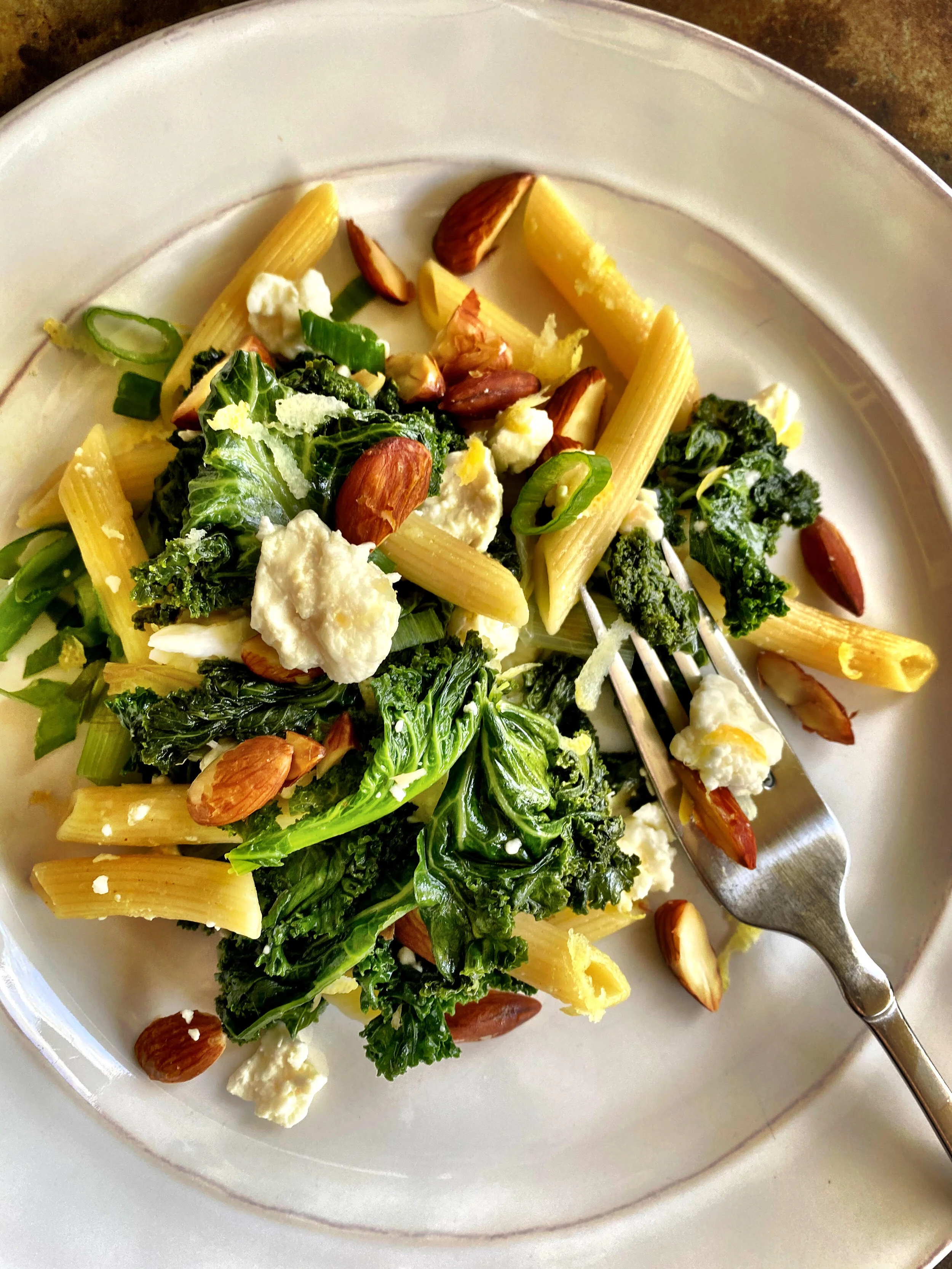 Penne with Kale, Garlic, and Feta