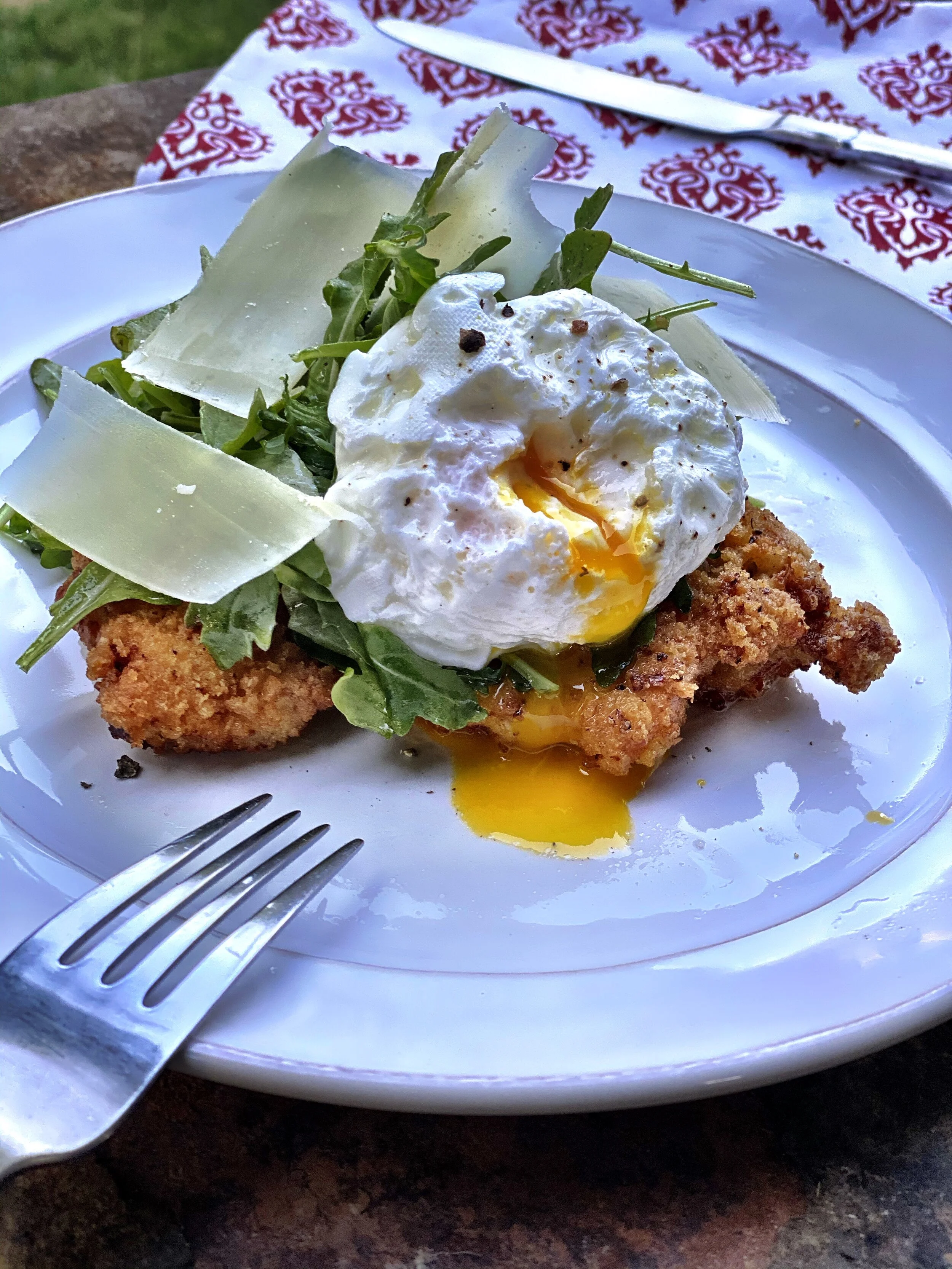 Fried Chicken with Lemon Parmesan Arugula