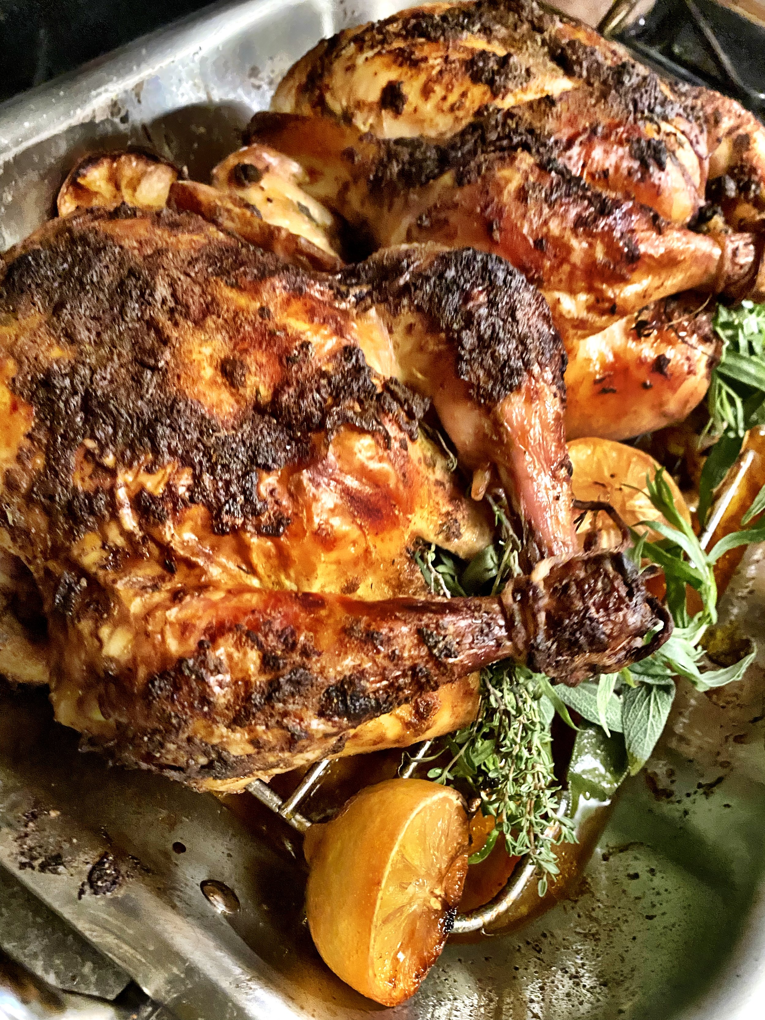HERBED BUTTER-MASSAMAM ROASTED CHICKEN