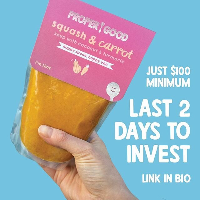 $100 is all it takes to become an investor in Proper Good, it&rsquo;s the last 48 hours of our crowdfunding campaign woop 😊 link in bio to watch the video and get involved, it takes just 5 minutes 🌟#wefunder #eatpropergood #crowdfunding #invest #eq