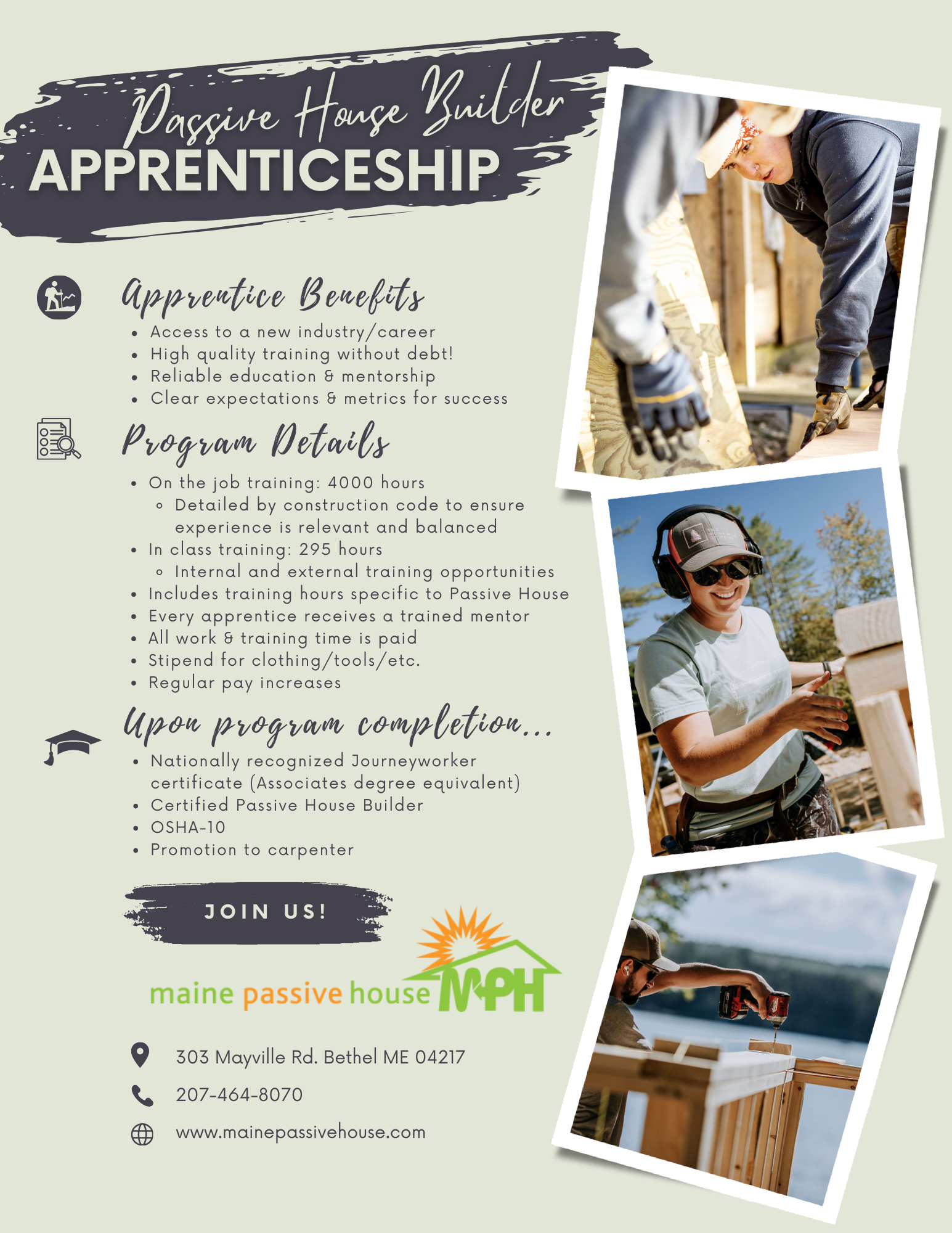 Apprenticeship Program — Maine Passive House: Western Maine Green ...