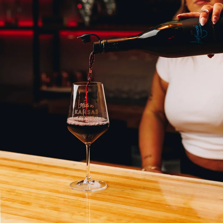 Red wine pour at Backstage Bar