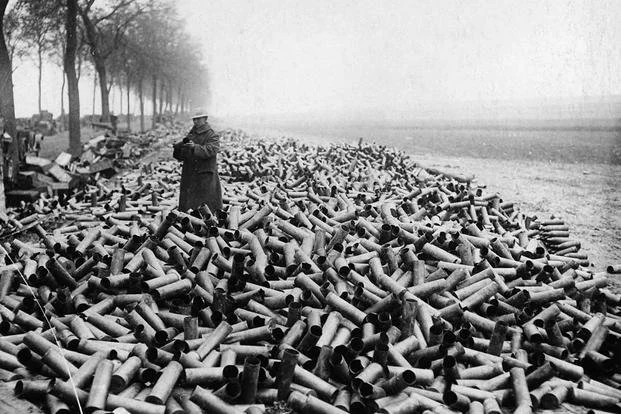 Spent shells at the front