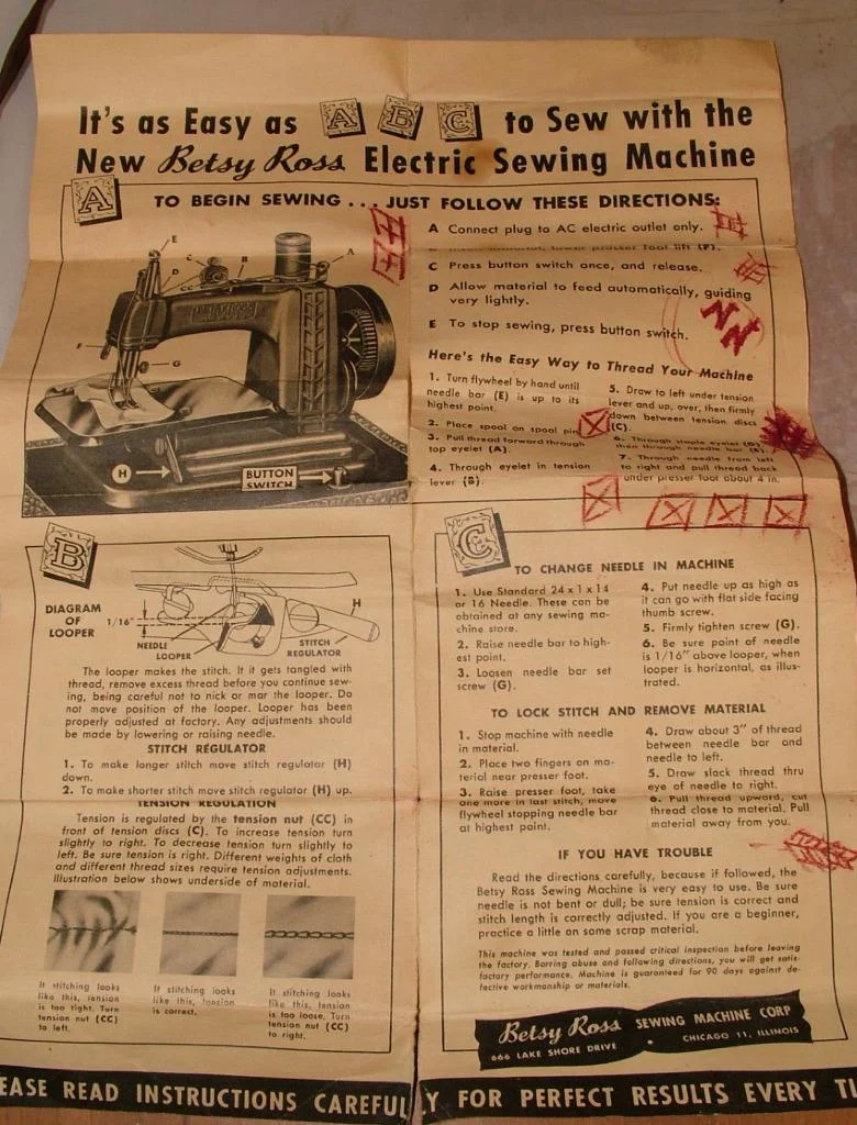Betsy Ross Sewing Machine Instructions