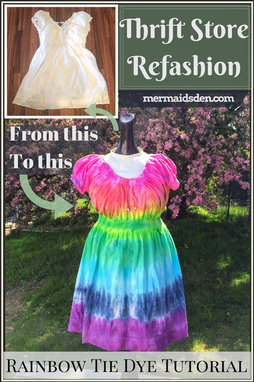 Thrift Store Refashion: Rainbow Tie Dye Tutorial for a Boring White Dress