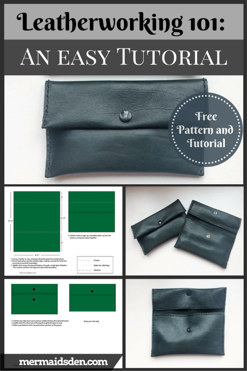 Leatherworking 101: An Easy Pouch for Beginners. Free pattern and tutorial. Simple leathercrafting project with upholstery leather.