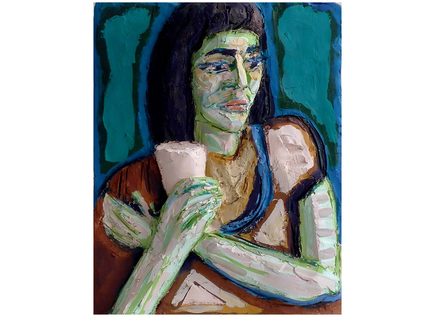 From a Max Beckmann Drawing, 2010. Oil on terracotta, 13" x 16" x 2.5"