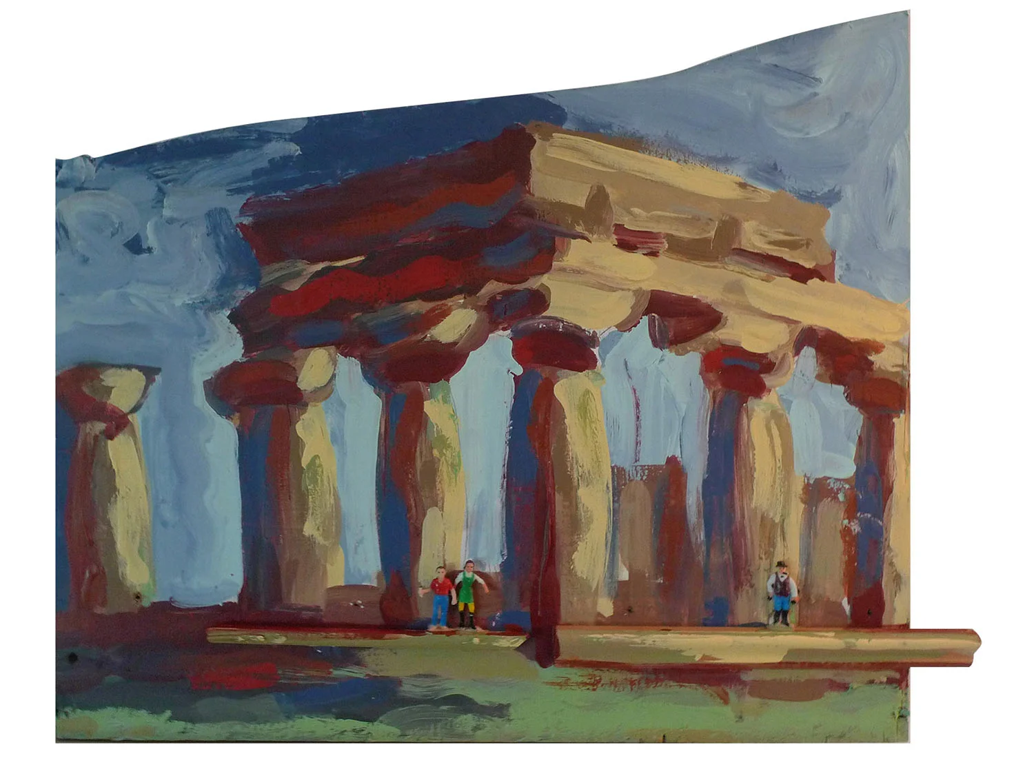Kansas Farm Mission @ the Temple of Poseidon in Hera, 2014. Pittsburgh Paint on wood, 21 inches x 18"