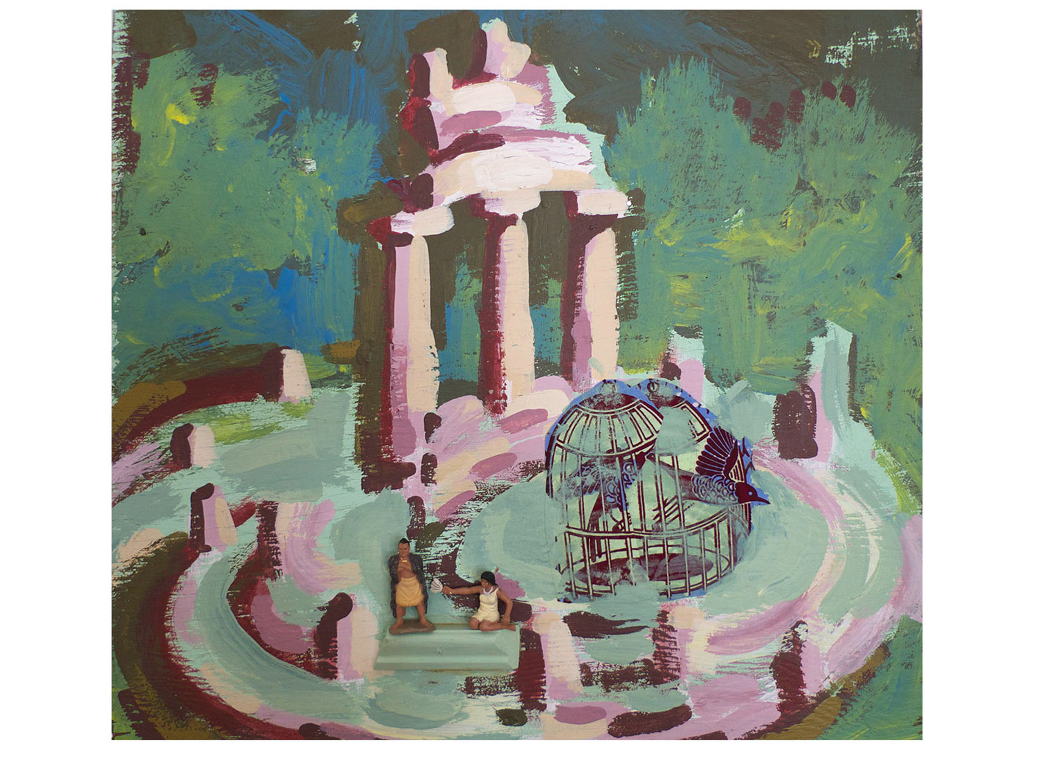Another Oracle @ Delphi, 2014. Pittsburgh Paint, fabric on wood, 15" x 18"