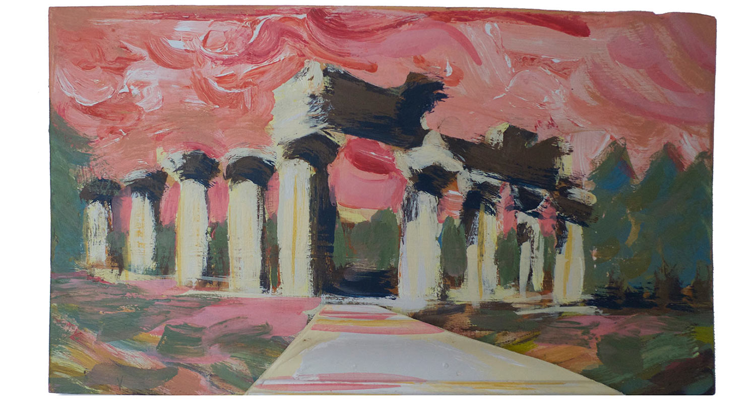 Temple of Zeus, 2015. Pittsburgh Paint on Wood with Molding, 22" x 18"