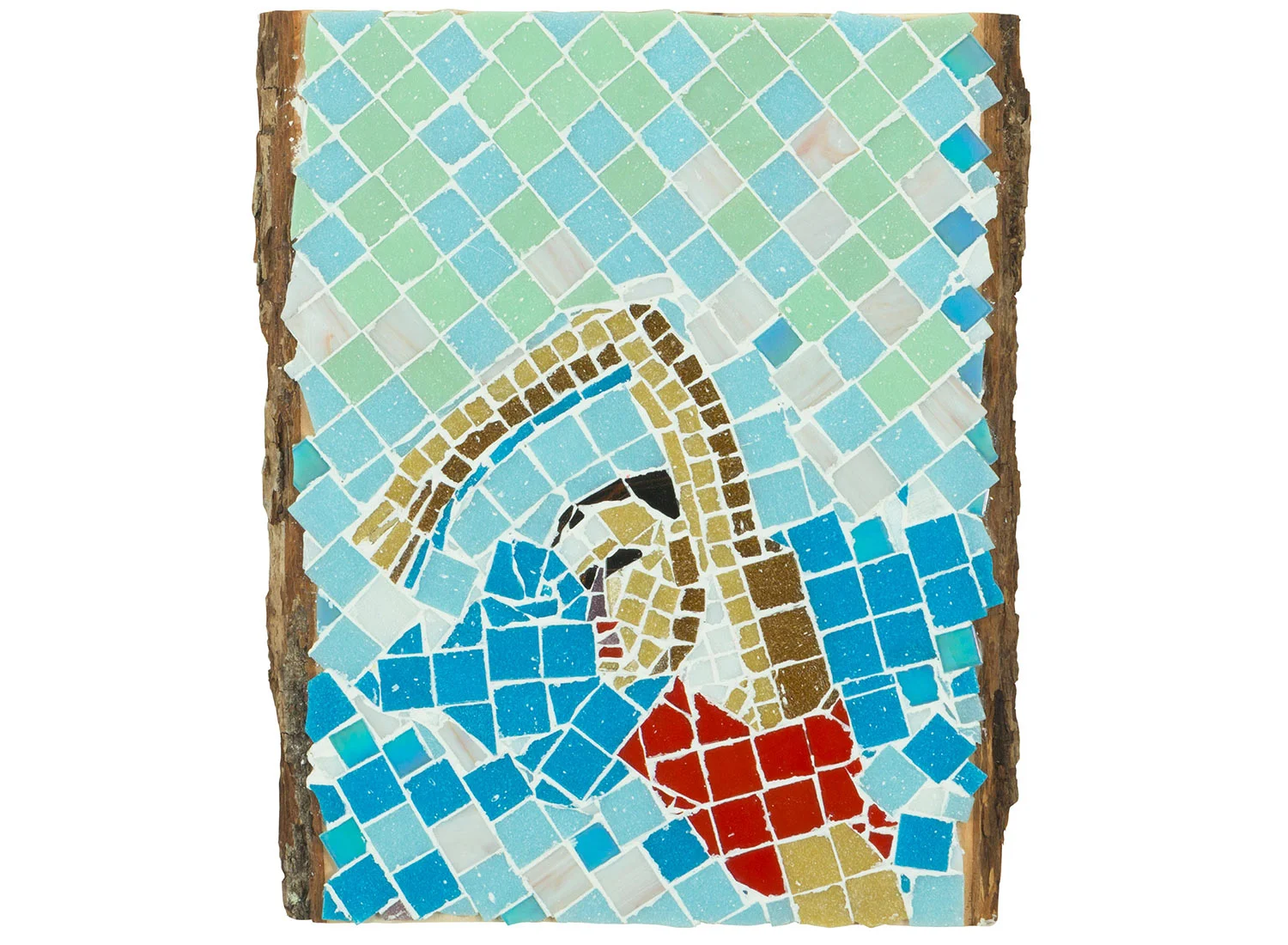 Race Swim, 2017. Mosaic on board, 11 inches x 12.5"