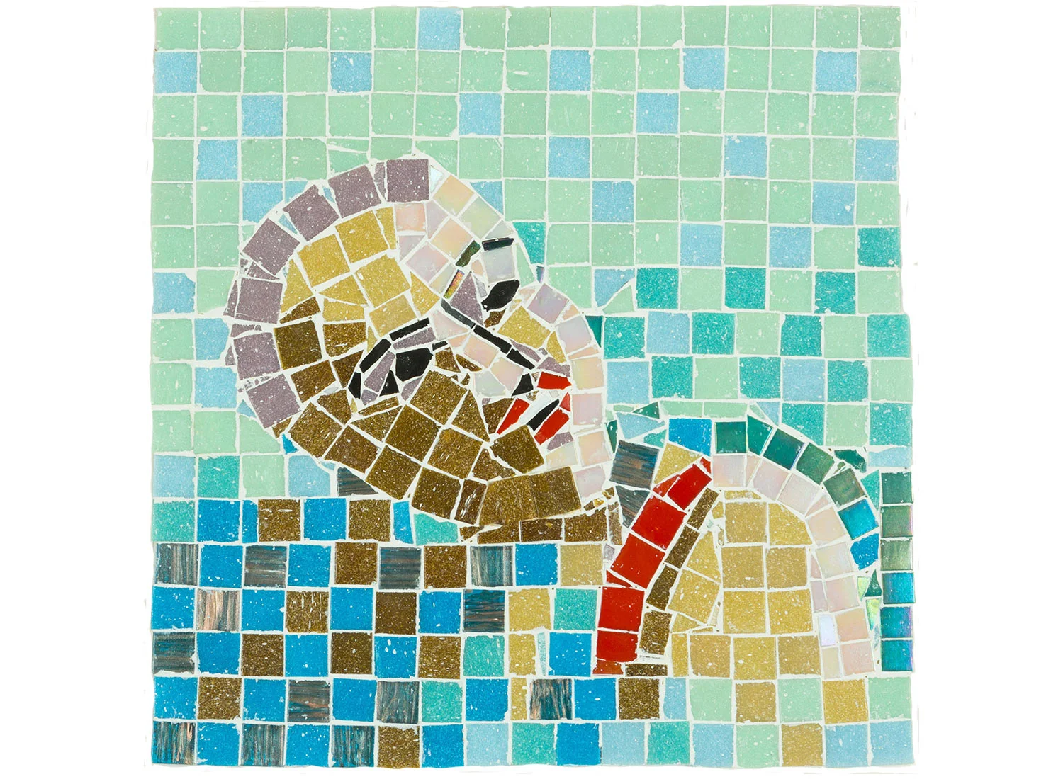 Portrait in Water, 2017. Mosaic on board, 13" x 13"