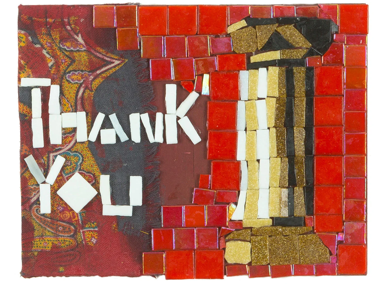 Column, 2017. Mosaic and paisley on wood, 9" x 2"