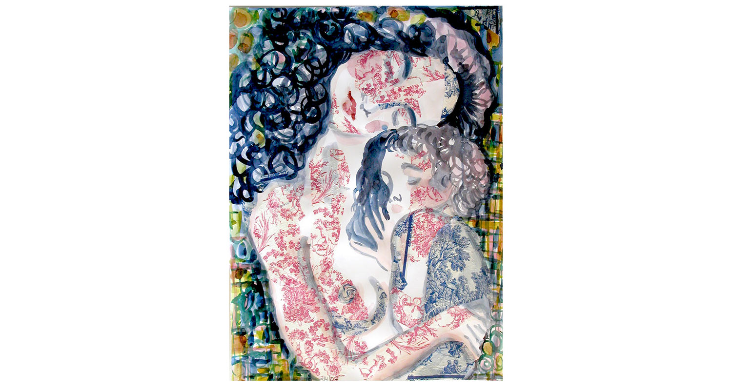After Klimt, 2007. Watercolor and collage, 22" x 30"