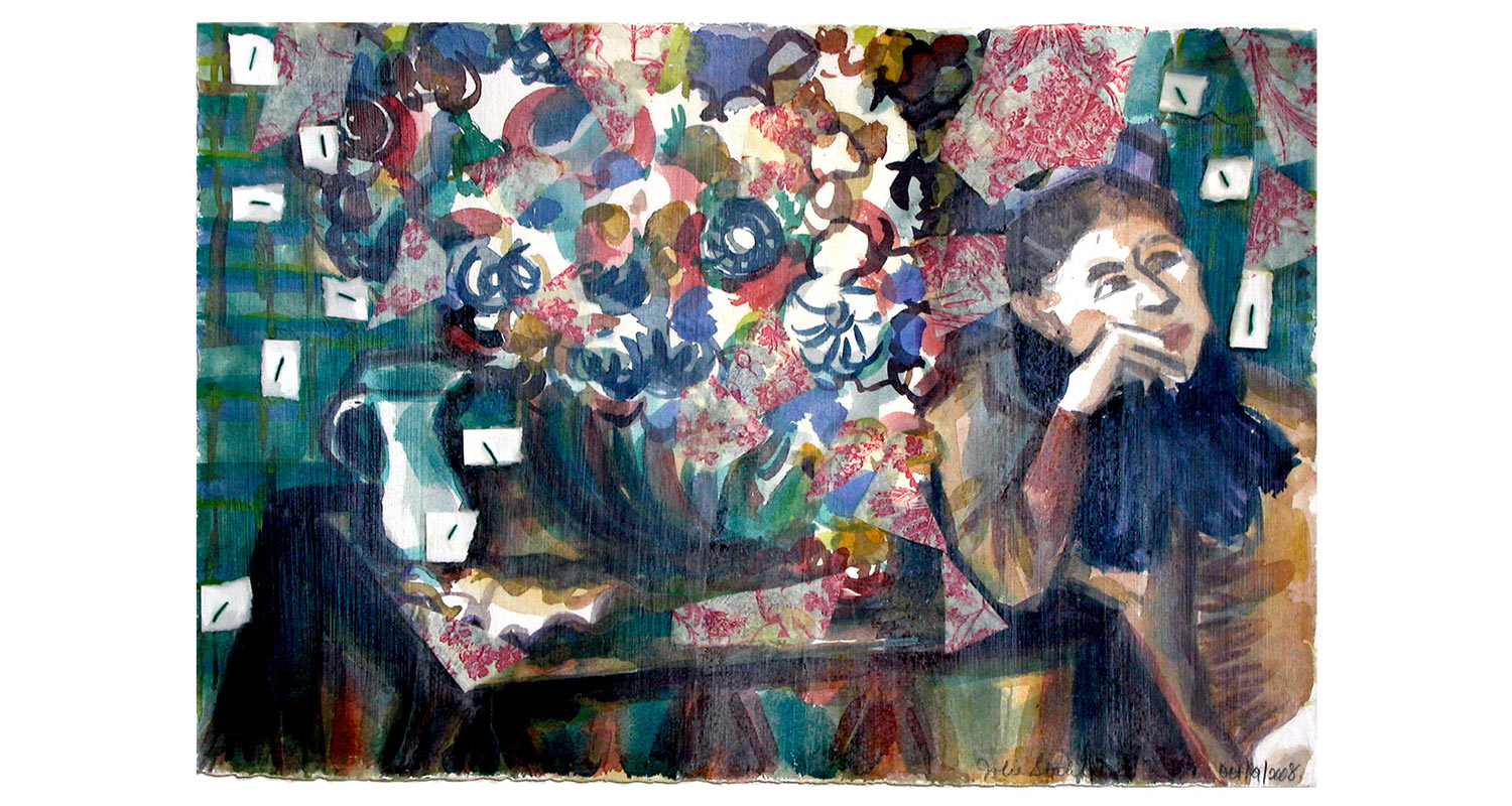 After Degas, 2008. Watercolor, collage and encaustic, 22" x 15"