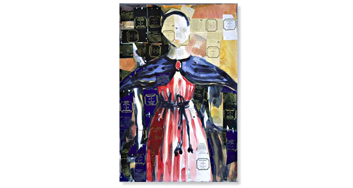 Summoning Piero, 2005. Watercolor and collage, 15" x 22"