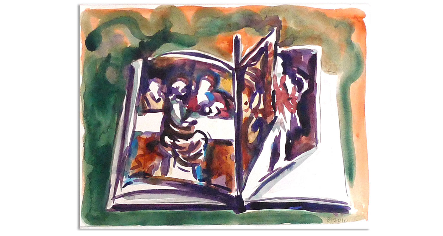 Castagno's Last Supper, 2010. Watercolor and collage, 18" x 14"
