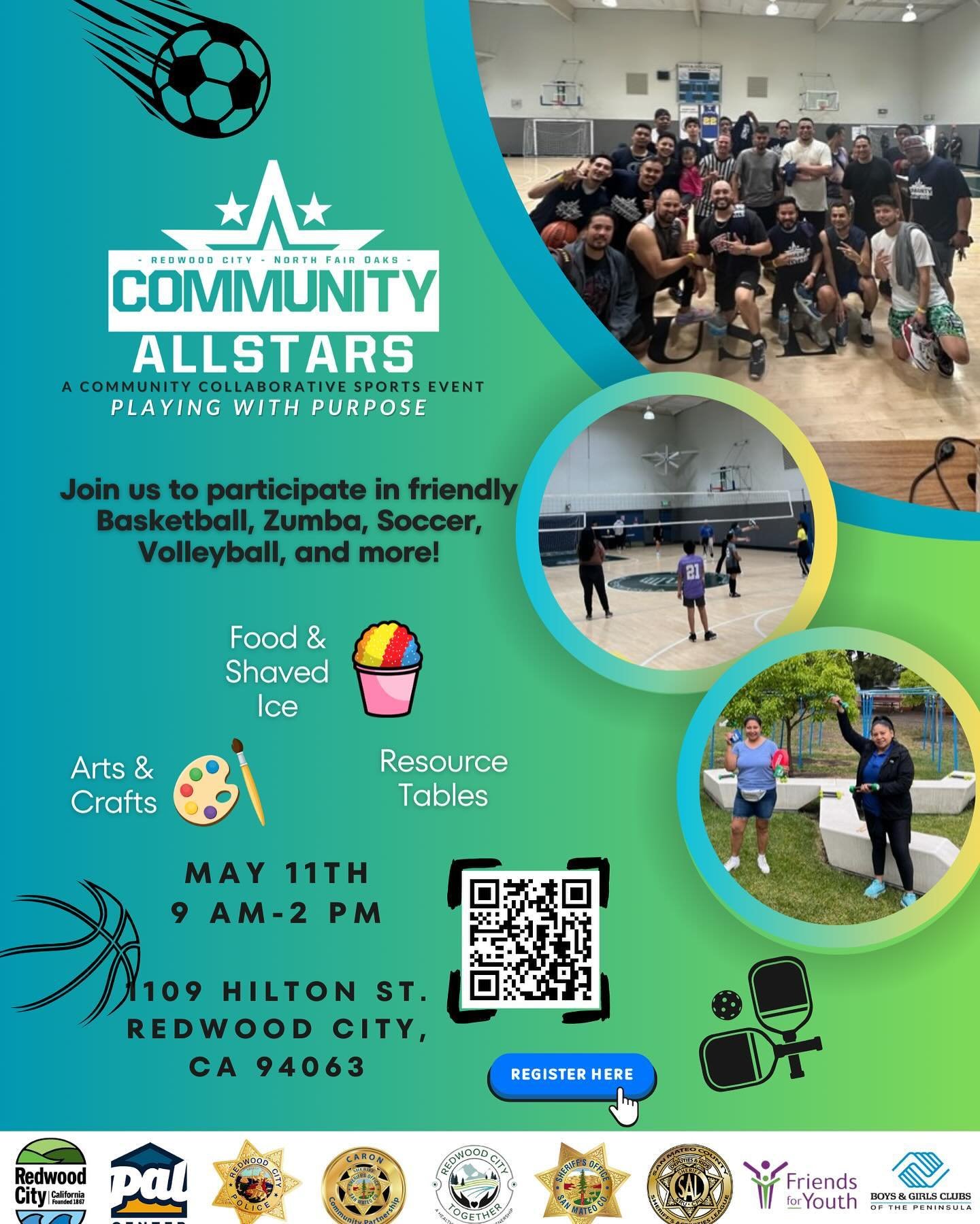 Join us for the upcoming Community All Star Day, a collaborative sports event where we play with PURPOSE! 🌟 

Mark your calendars for May 11th from 9:00 am to 2:00 pm at the Boys &amp; Girls Club of the Peninsula. Dive into friendly games of soccer,