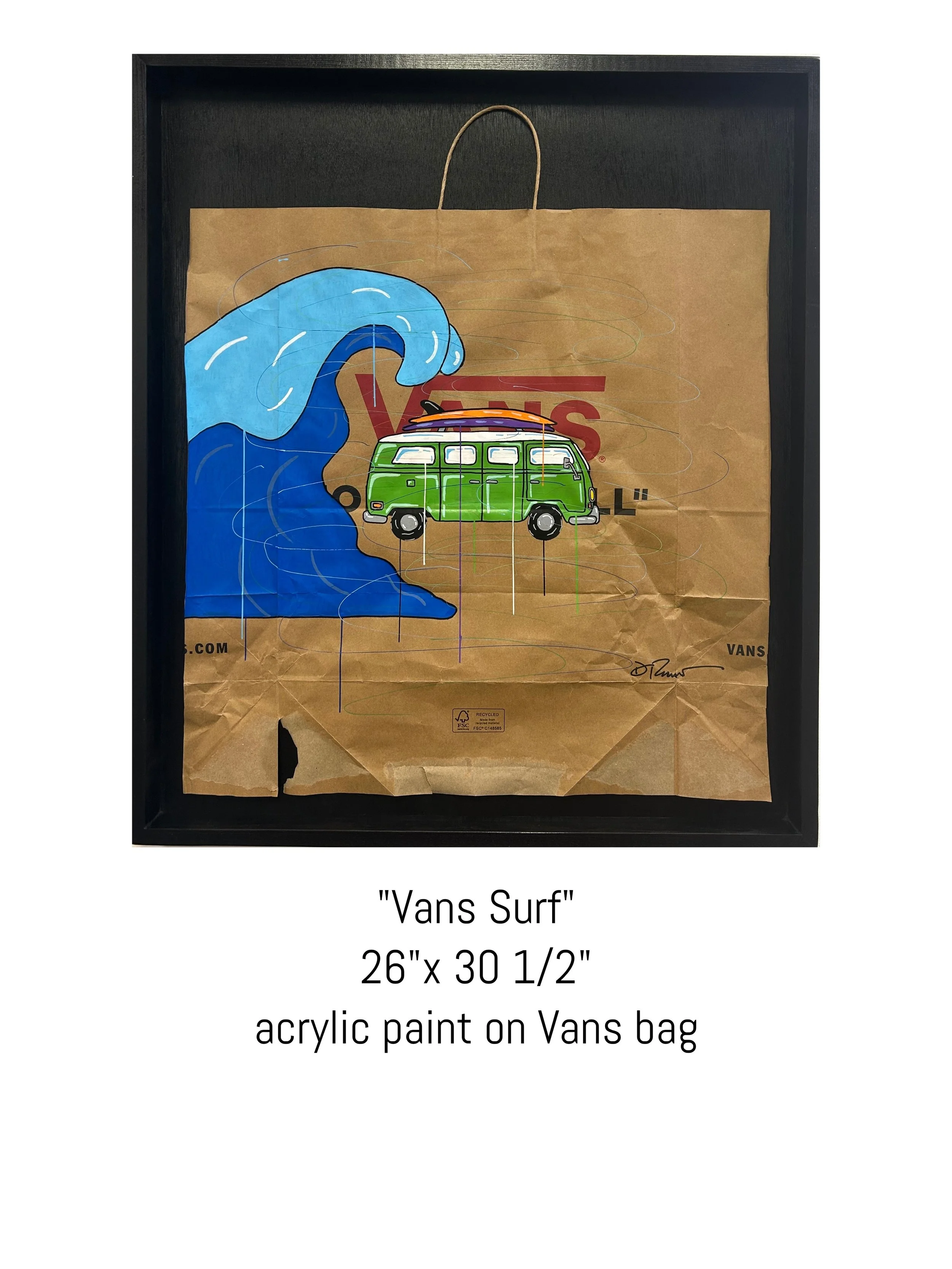 Colorful acrylic and spray paint pop art mixed media piece titled Vans Surf by David Ruggeri