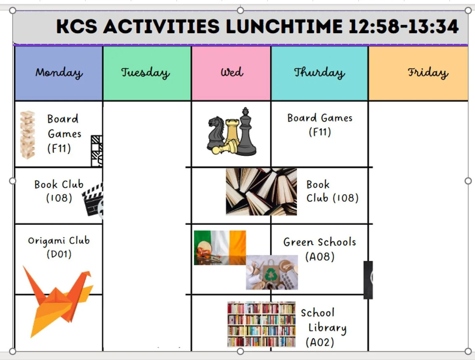 This Week's Extra Curricular Activities 