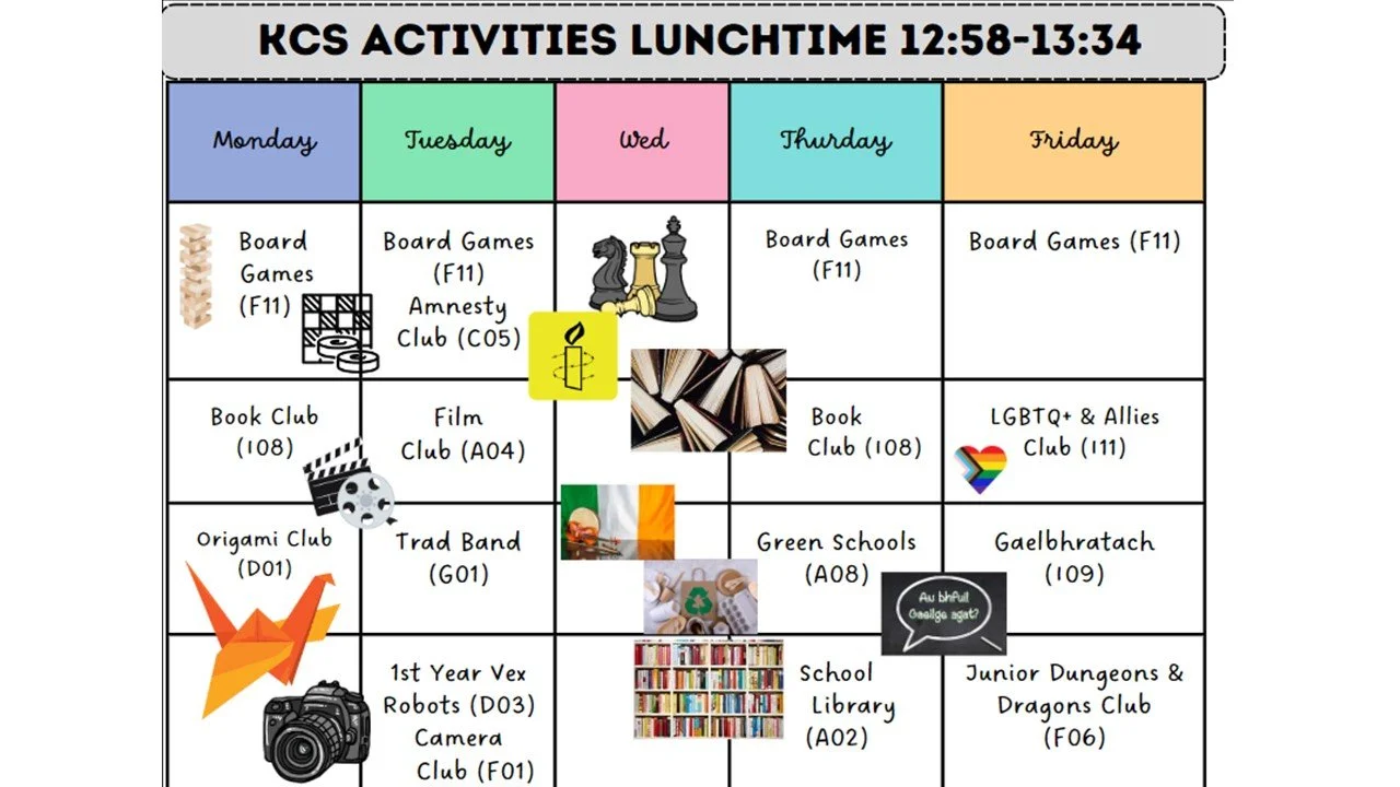KCS Lunch Activities and Extra-Curricular Calendar for this Week 20th- 24th of November: