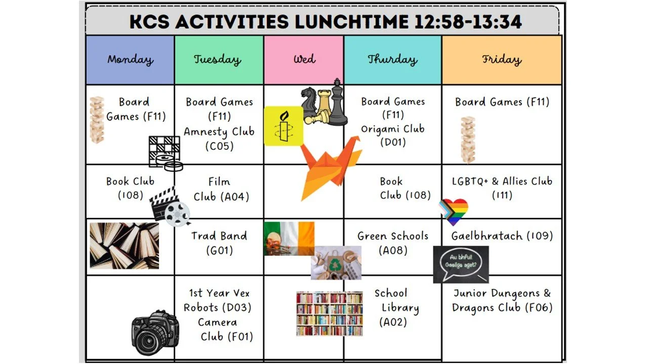 This week's activities at lunchtime and after school