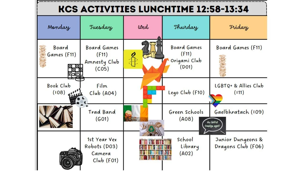 KCS Lunch Activities and Extra-Curricular Calendar for this week: January 29th - Feb 2nd