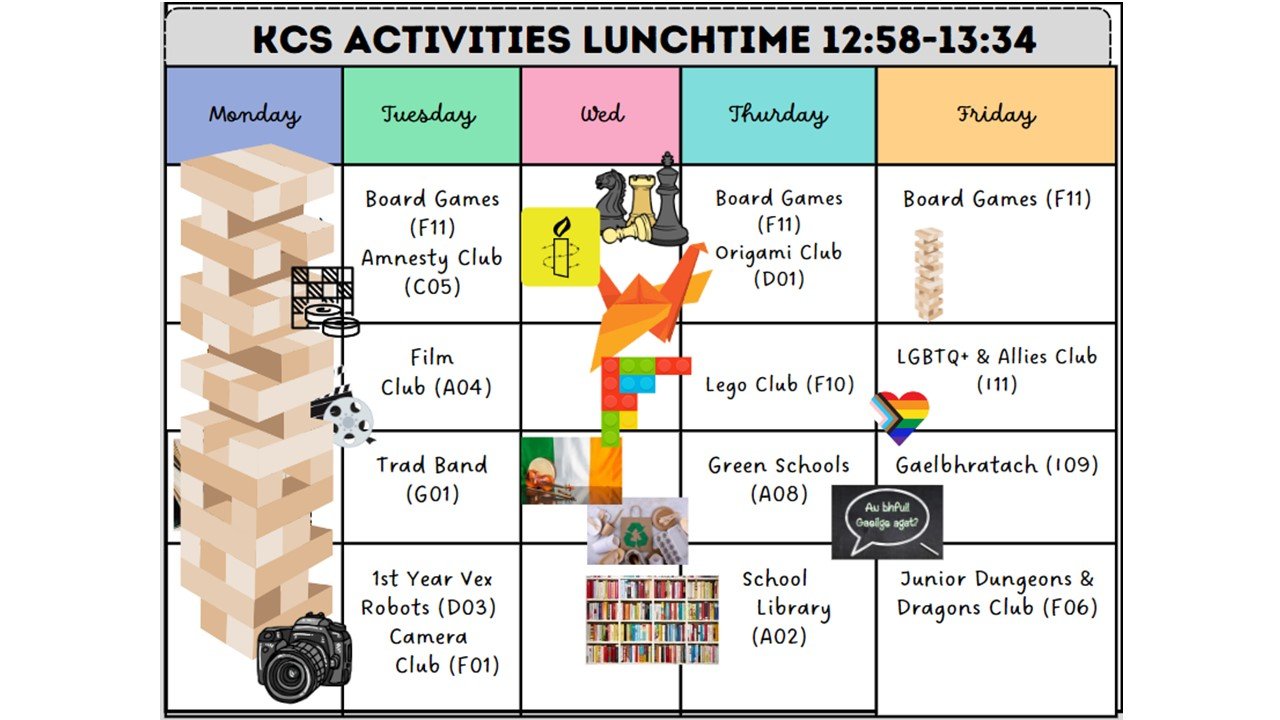 KCS Lunch Activities and Extra-Curricular Calendar for this week: February 6th-9th 
