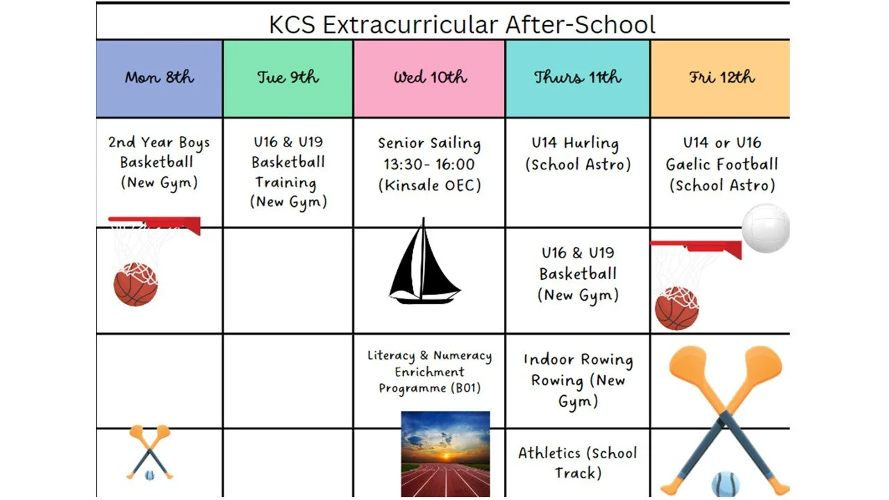 KCS Lunch Activities and Extra-Curricular Calendar for this week: April 8th - 12th