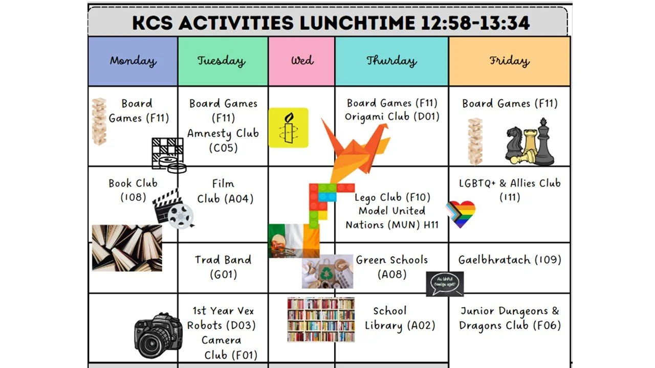 KCS Lunch Activities and Extra-Curricular Calendar for this week: April 22nd - 26th