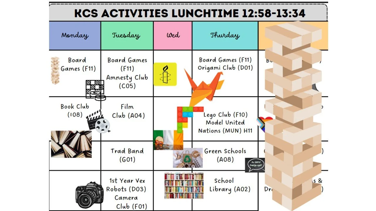 KCS Lunch Activities and Extra-Curricular Calendar for this week: April 29th - May 2nd