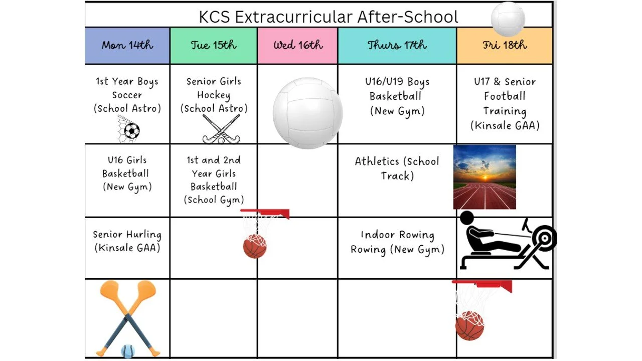 KCS Lunch Activities and Extra-Curricular Calendar for this week: October 14th –  18th