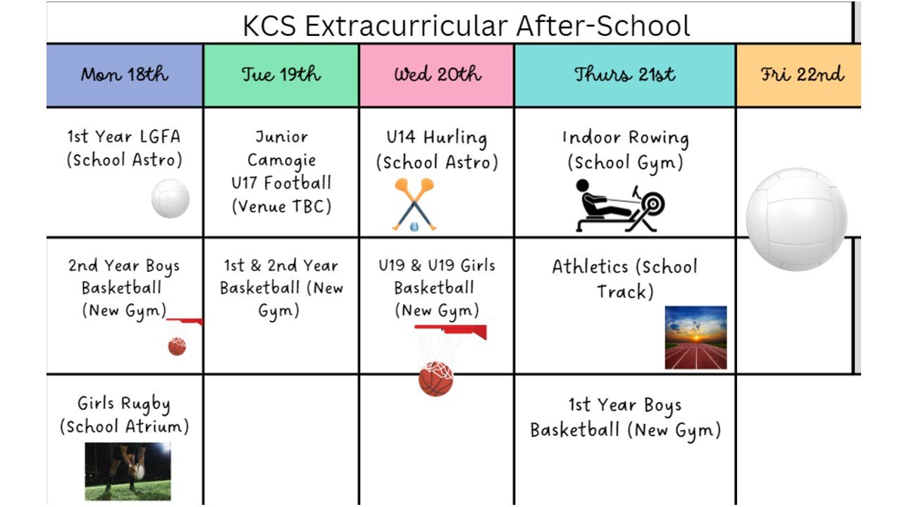 KCS Lunch Activities and Extra-Curricular Calendar for this week: November 18th – 22nd.