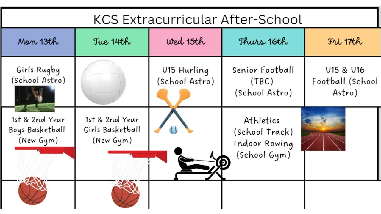 KCS Lunch Activities and Extra-Curricular Calendar for this week: January 13th – 17th.