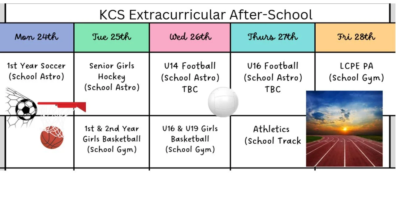KCS Lunch Activities and Extra-Curricular Calendar for this week: February 24th – 28th