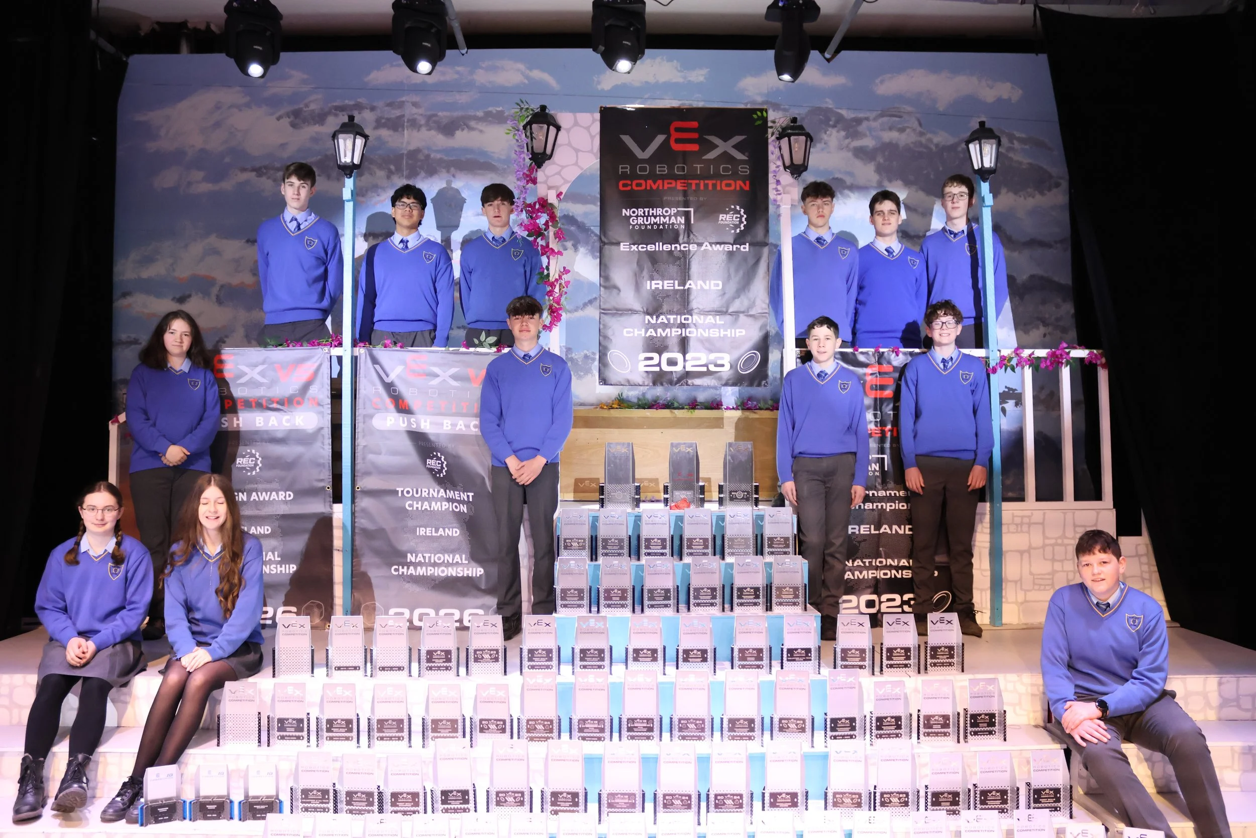 Kinsale Community Schools Worlds teams with Trophies.JPG