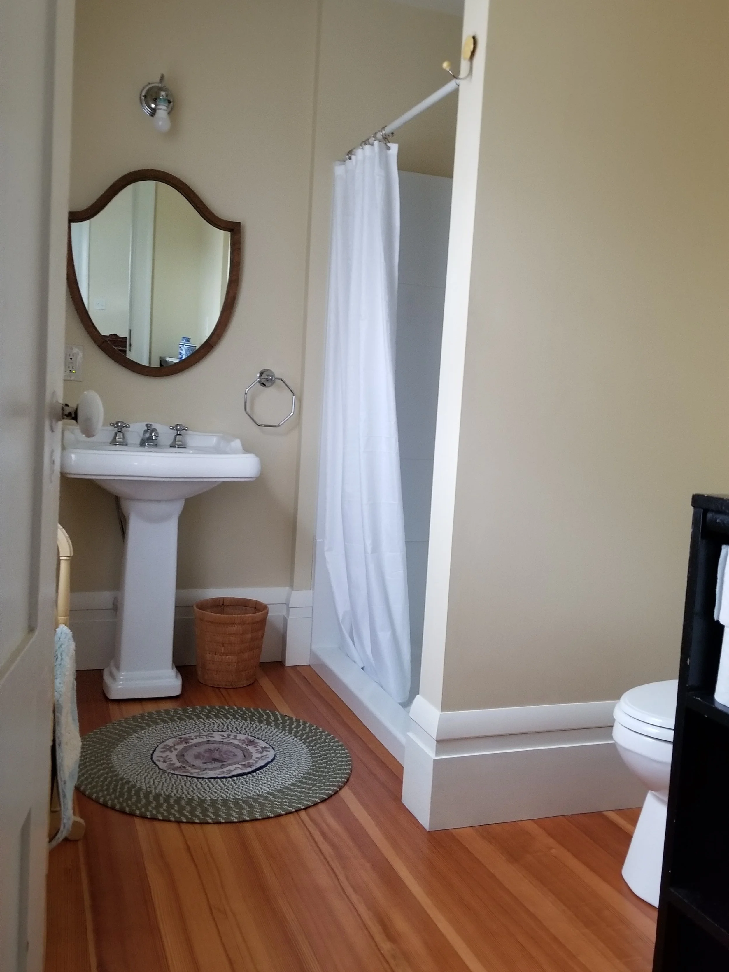  Heart pine bathroom floor for a historic home. 