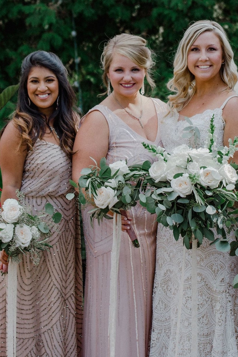 Mix and Match bridesmaids and bride in Adrianna Papell