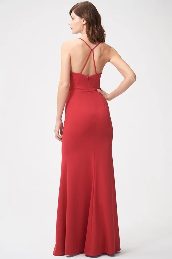 Back of Jenny Yoo Bridesmaids style Reese in scarlet red