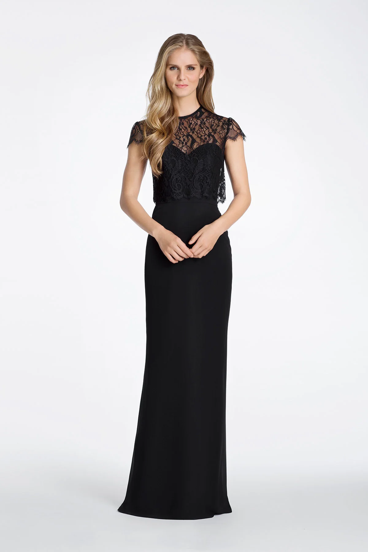 Mother of the Bride dress by Hayley Paige in black chiffon and lace