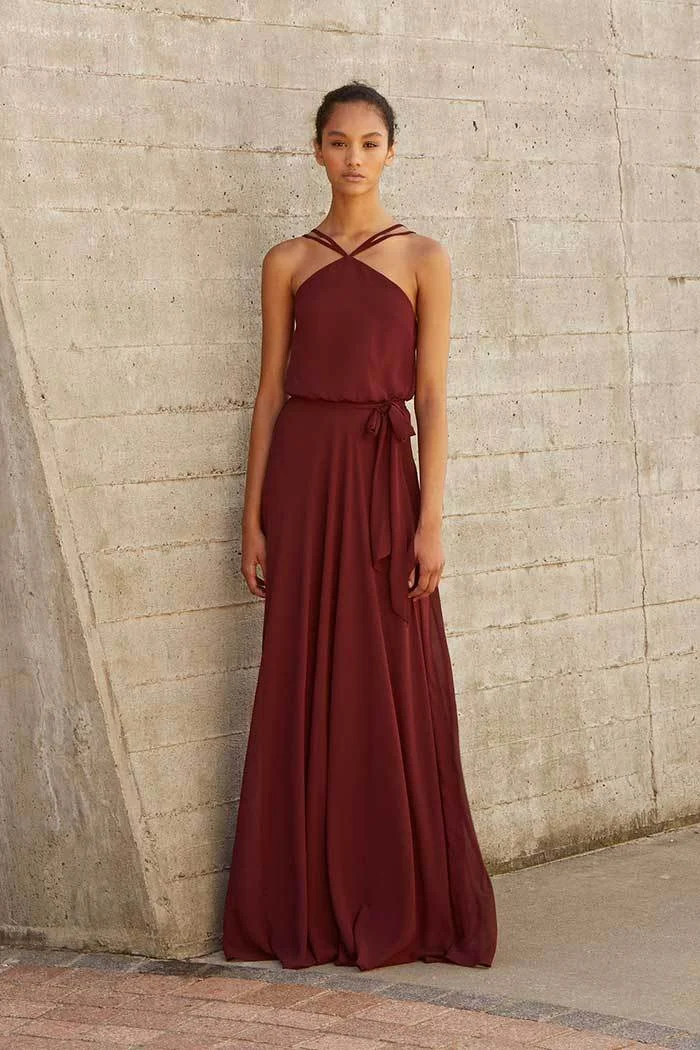 Norah by Nouvelle Amsale Bridesmaids in Ruby chiffon