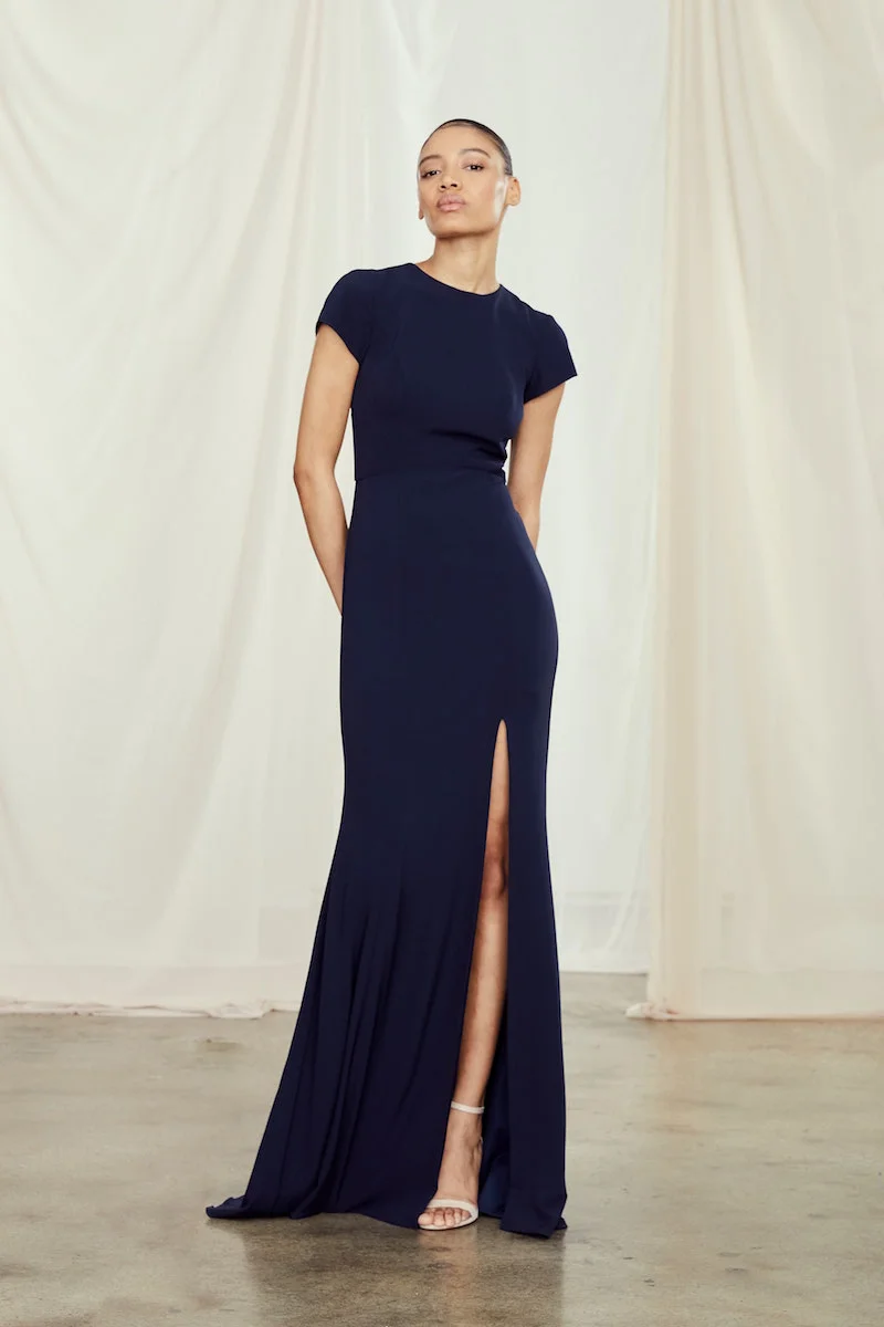 Harlee by Amsale Bridesmaids in Navy crepe
