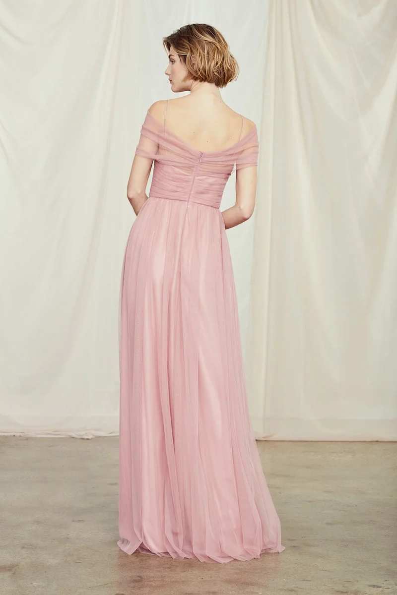 Back of style GB114U Shane in Rose tulle by Amsale Bridesmaids