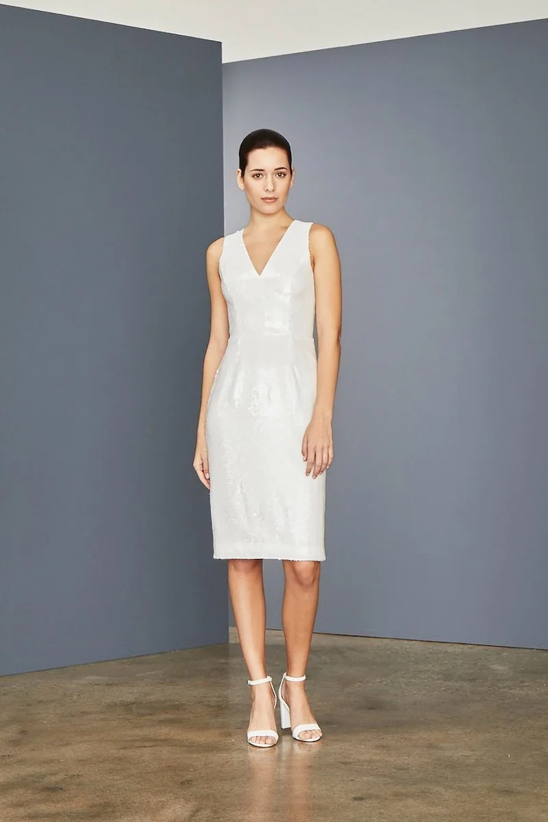 amsale little white dress