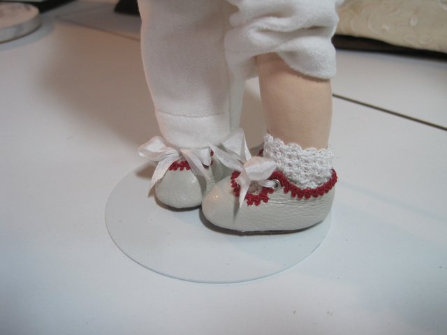12"Shirley T, Details about   Doll Shoes 37mm RED Bow Trim Slip ons  for *Bleuette 