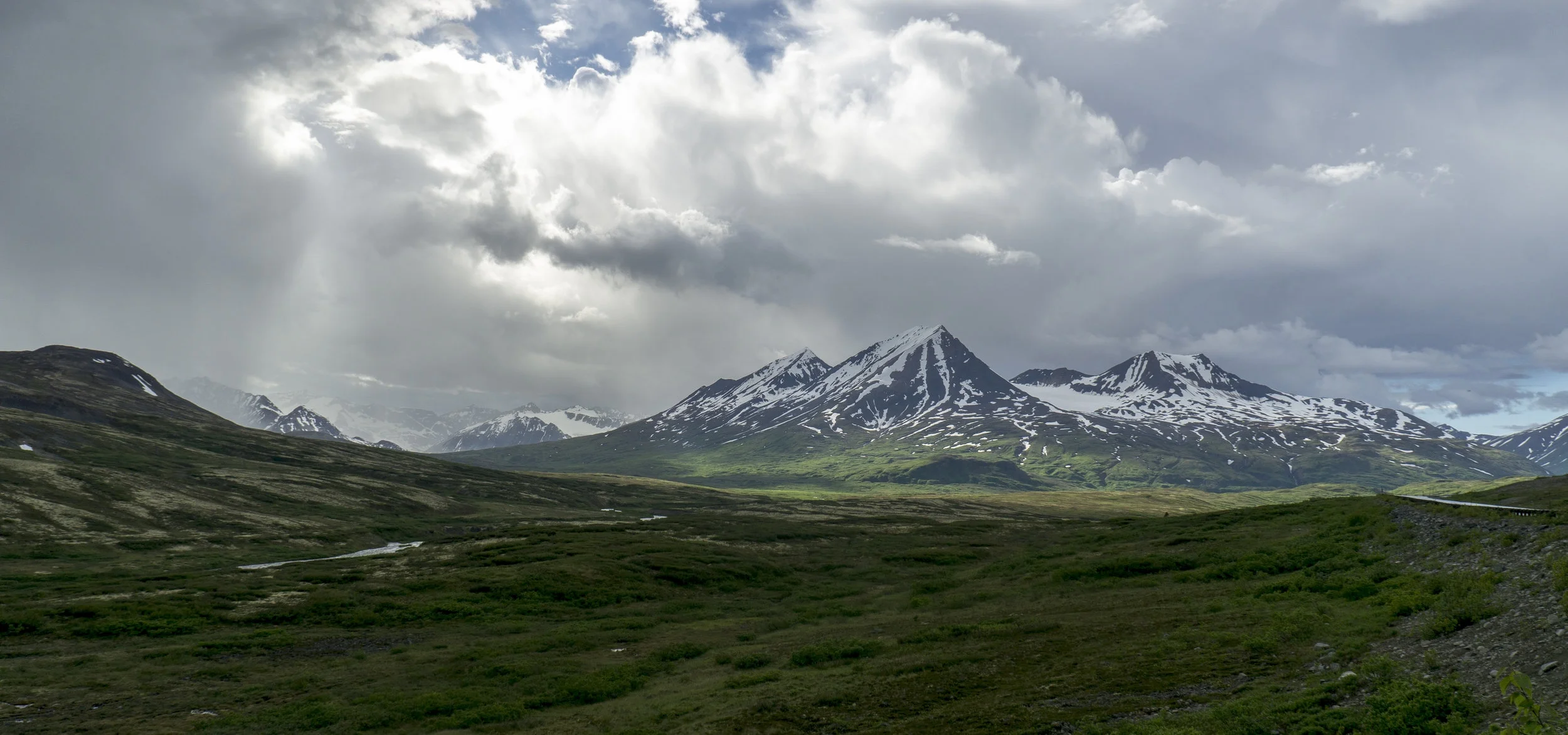  Clouds and mountains on the Haines Road, British Columbia.  