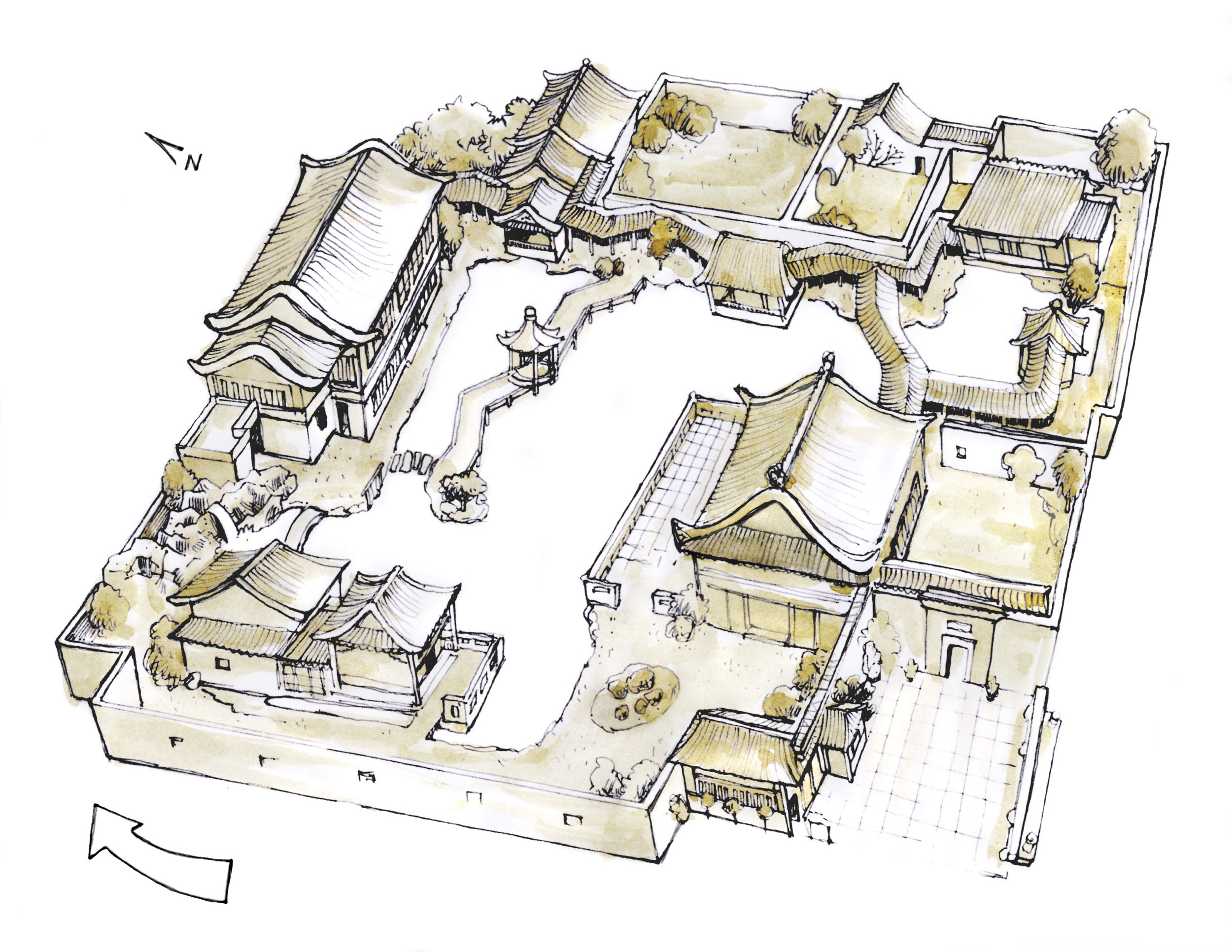 Lan Su Chinese Garden - aerial map