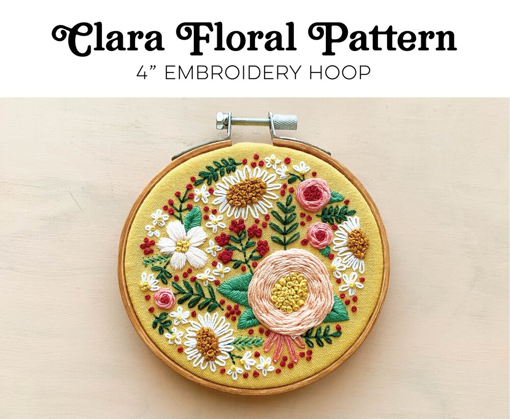 Clara Floral Embroidery Hoop Pattern - PDF — On the Mark Designs