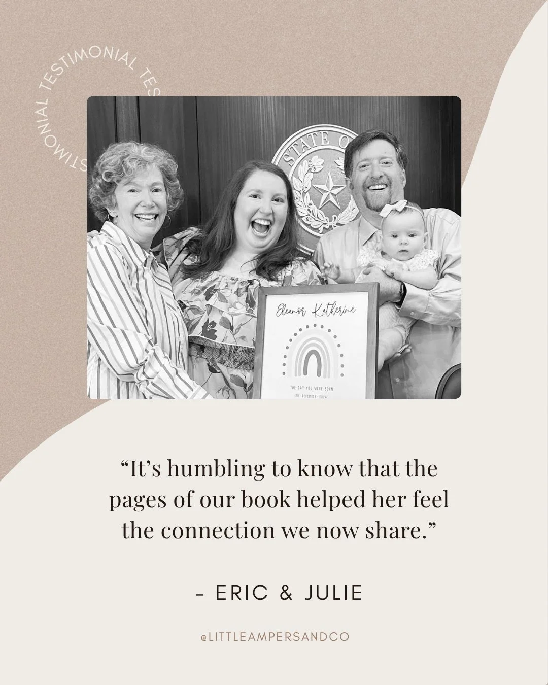 Out of 20 Adoption Profile Books, one stood out to Eleanor's birth mom. 📚🥰 Here's what Eric and Julie shared about the role their profile played in the adoption of their daughter: 

&quot;When we spoke with our daughter&rsquo;s birth mother, she sh