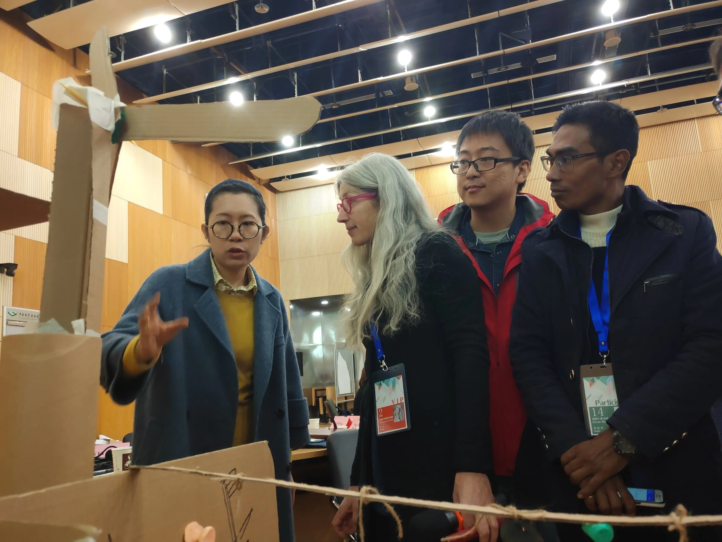 Me being curious about the ideas behind the exhibition design.